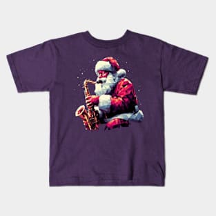 Christmas Santa Musician Saxophone Kids T-Shirt